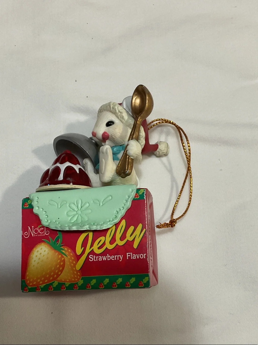 Strawberry Jelly Mouse Ornament – Red, White, Mint